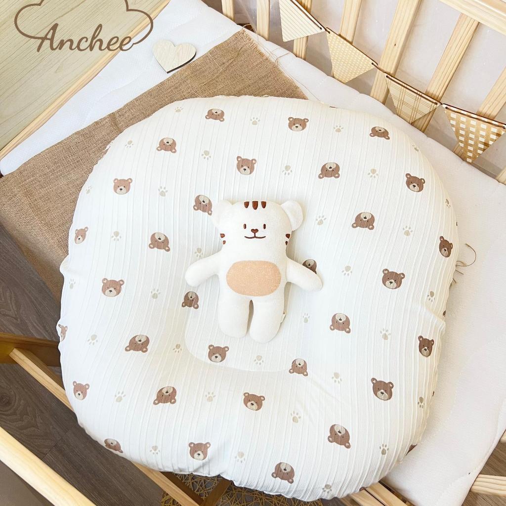 Gối chống trào cho bé, Đệm chống trào ngược cho bé 68x70cm vải đũi gân 2 lớp vỏ gối