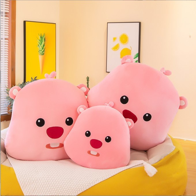 Gấu Bông Ôm Nằm Loopy Màu Hồng Vải Miniso Siêu Mềm Mịn Kích Thước  35*45cm