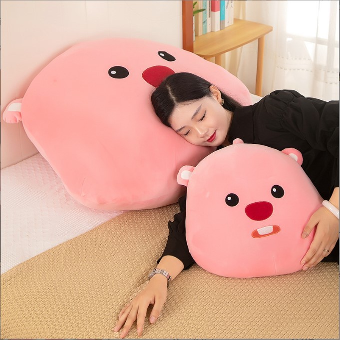 Gấu Bông Ôm Nằm Loopy Màu Hồng Vải Miniso Siêu Mềm Mịn Kích Thước  35*45cm