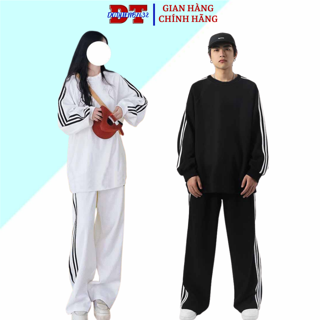 Set Bộ Thể Thao Dài Thu Đông Hoạ Tiết 3 Sọc Form ống Rộng Unisex Nam Nữ Chất Thun Tổ Ong Đồ Bộ Mặc Nhà Đi Chơi dtb7632