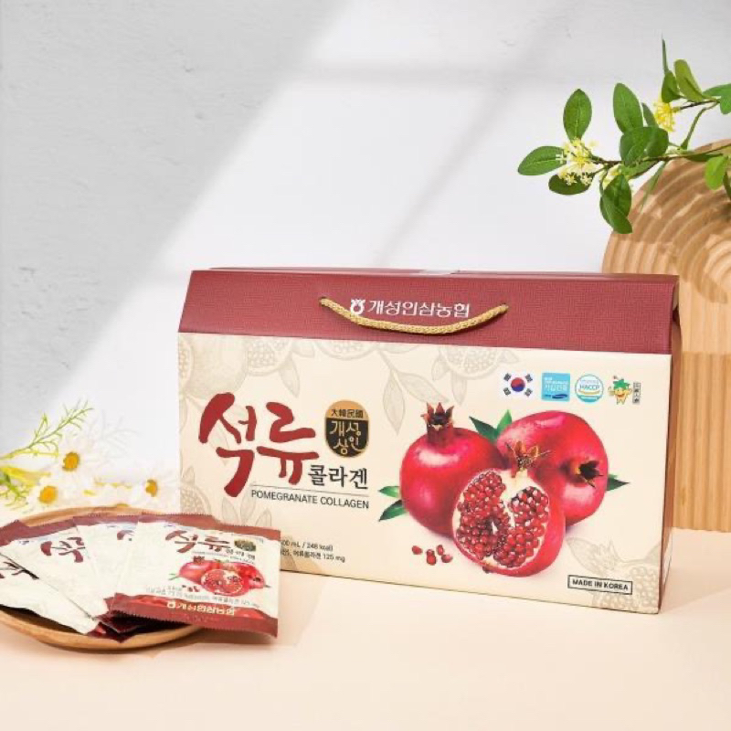 Nước uống collagen lựu đỏ Pomegranate Collagen Hàn Quốc chống oxy hóa, làm đẹp da Hộp 30 gói x 50ml