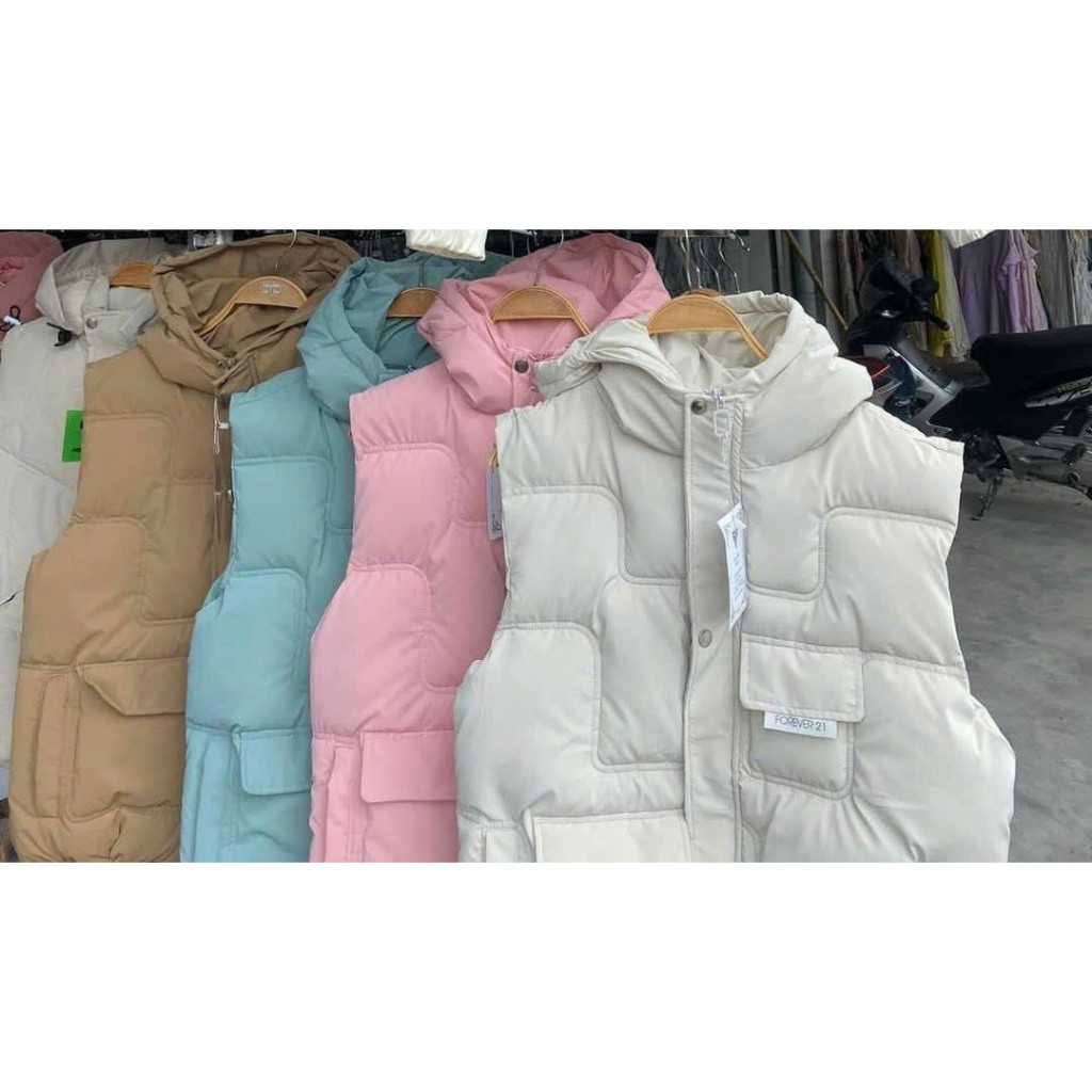 Áo khoác gile nữ,  áo phao gile nữ có mũ