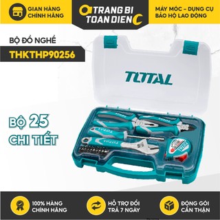 Bộ dụng cụ 25 chi tiết total thkthp90256 hợp kim thép 20 đầu vít 1 kiềm 7” bộ đồ nghề đa năng