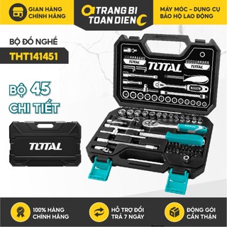 Bộ tuýp 45 chi tiết total tht141451 đa năng 1/4 inch, kích thước từ 4-14mm đầu khẩu 1/4 inch