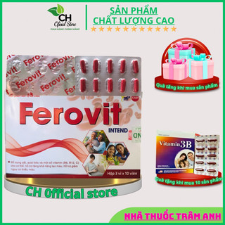 Viên sắt bổ máu ferovit intend ,Viên sắt cho bà bầu và người thiếu máu do thiếu sắt hộp 30 viên