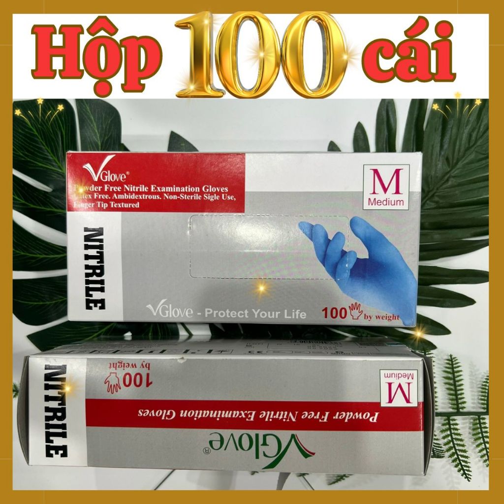 Găng tay y tế màu xanh, bao tay y tế màu xanh hộp đủ 100 cái hàng chính hãng