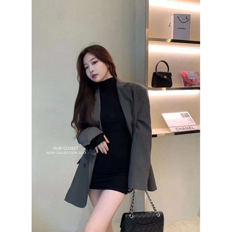 Váy body len gân cổ lọ hàng qcl1