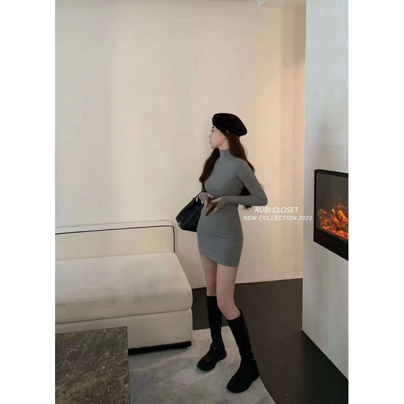 Váy body len gân cổ lọ hàng qcl1