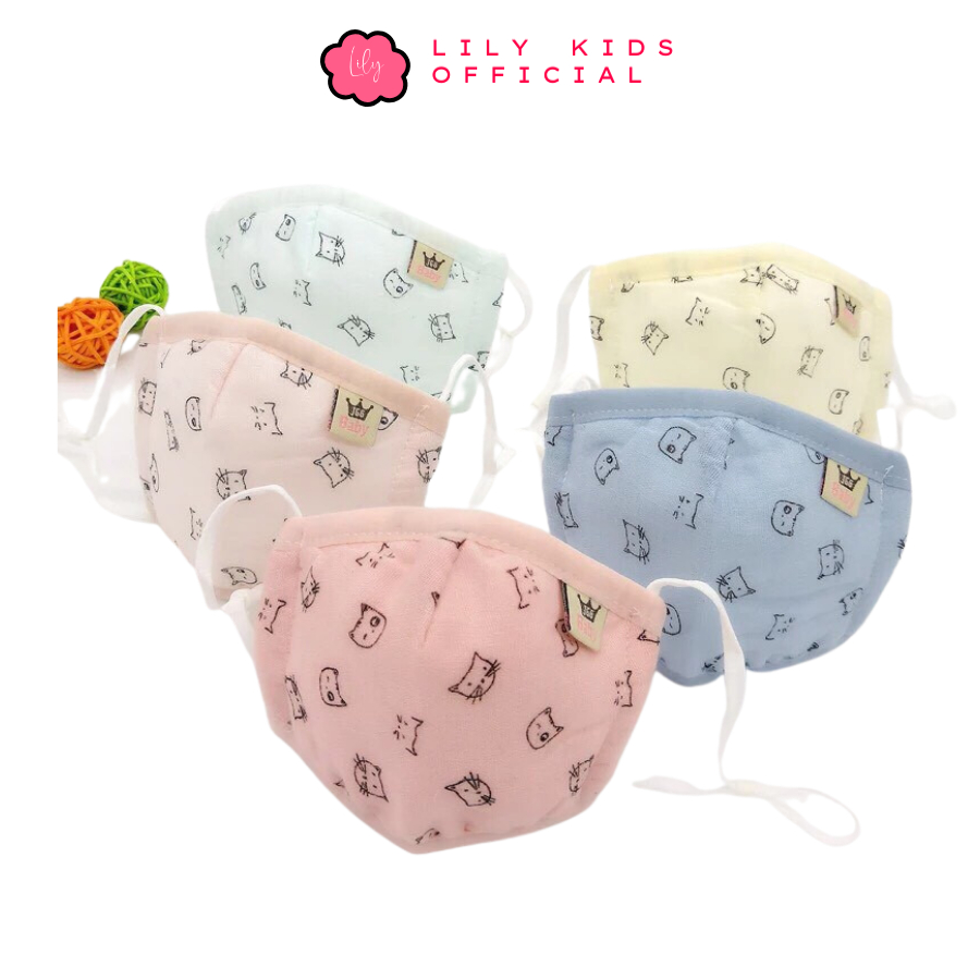 Khẩu trang xô cho bé sơ sinh xuất nhật túi zip 5 lớp có nút điều chỉnh cho bé (1 chiếc)