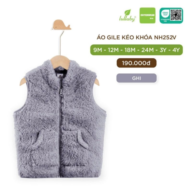 Áo gile lông Lullaby kéo khóa.