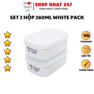 [Hỏa Tốc HN] Set 2 Hộp đựng cơm văn phòng , hộp đựng thực phẩm thức ăn tủ lạnh White pack 280ml Nhật Bản