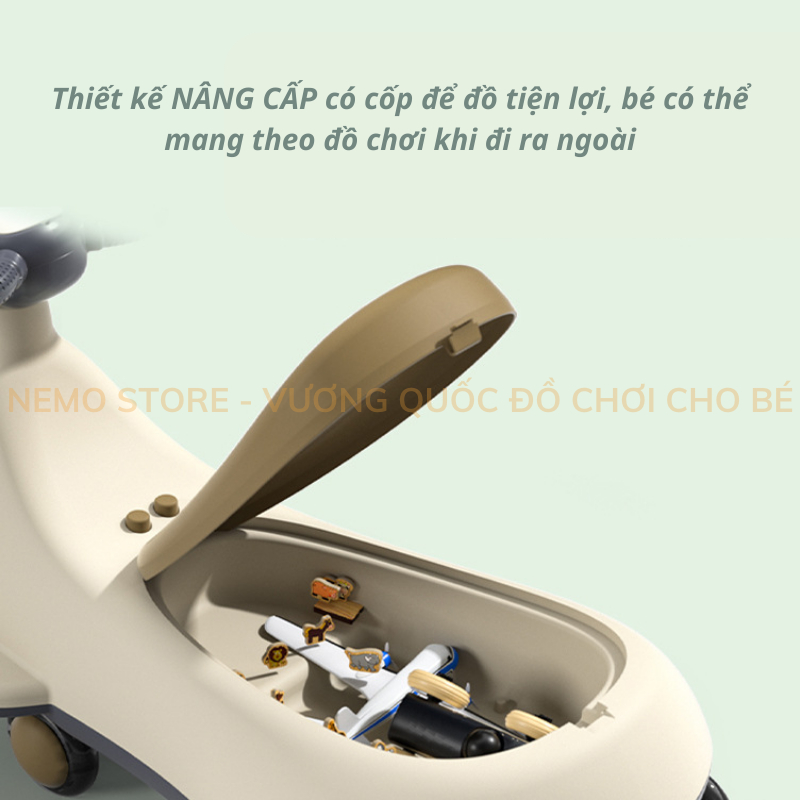 Xe lắc cho bé chòi chân có nhạc cỡ đại cao cấp, xe lúc lắc cho bé hình máy bay và Song Long Nemo Store