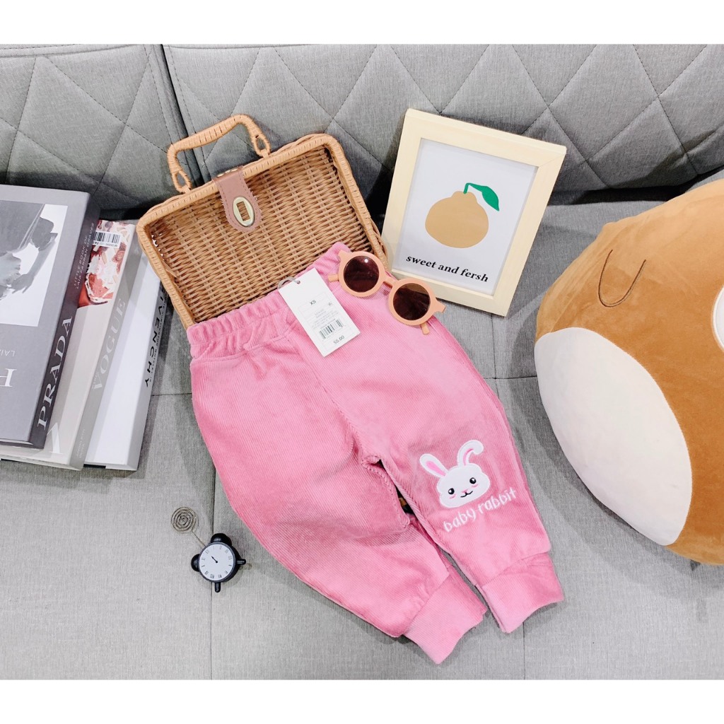 Quần nhung thu đông cho bé gái, Quần dài chất nhung tăm cho bé từ 7-34kg