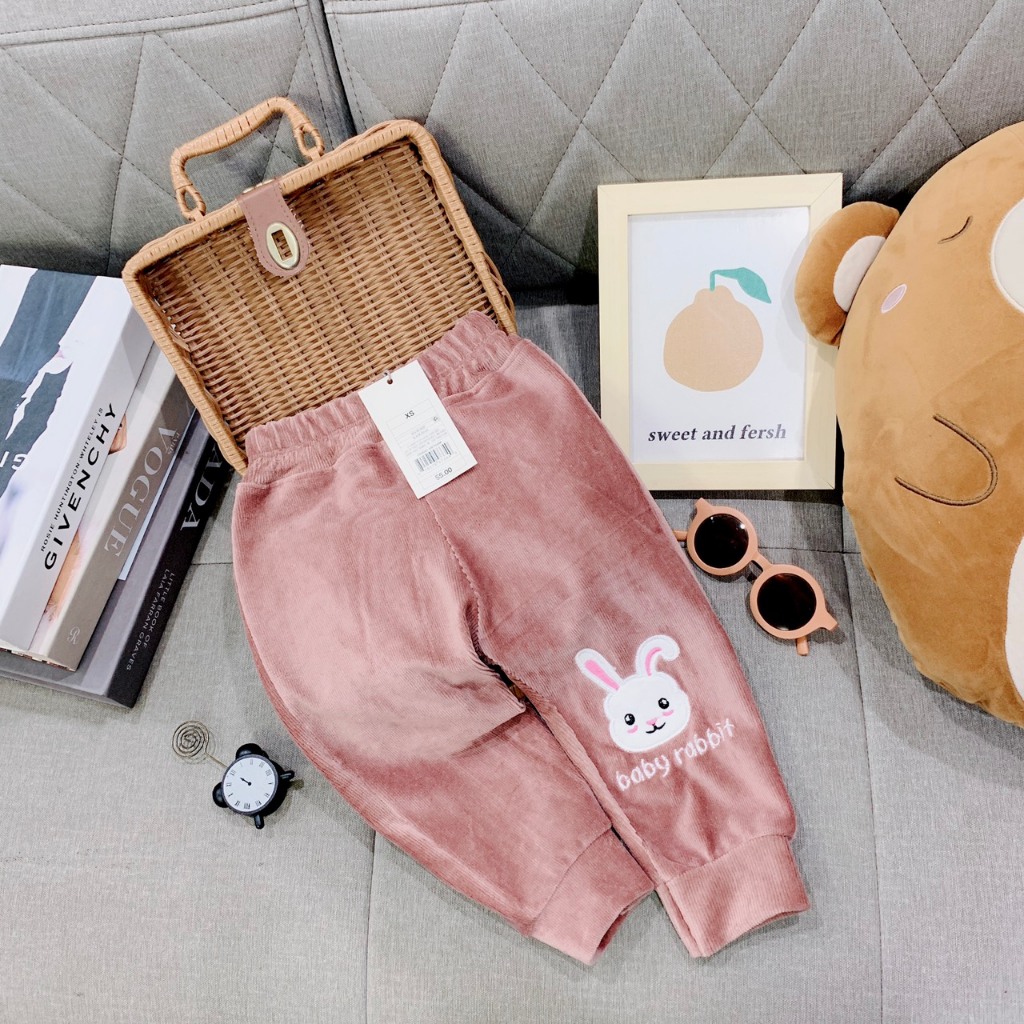 Quần nhung thu đông cho bé gái, Quần dài chất nhung tăm cho bé từ 7-34kg