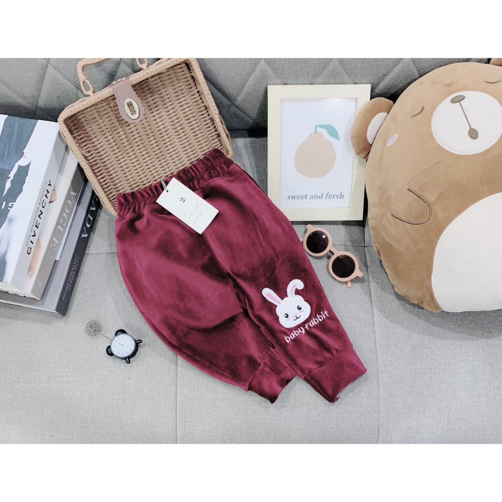 Quần nhung thu đông cho bé gái, Quần dài chất nhung tăm cho bé từ 7-34kg