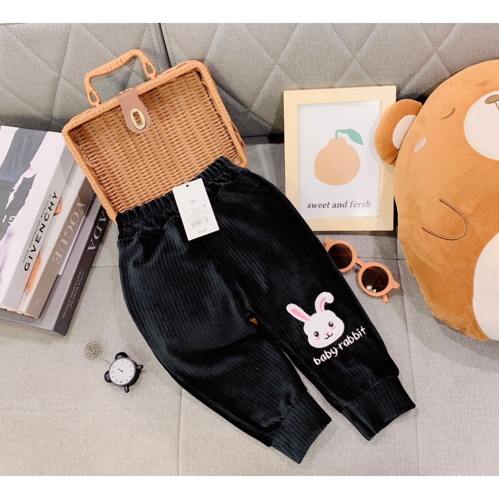 Quần nhung thu đông cho bé gái, Quần dài chất nhung tăm cho bé từ 7-34kg