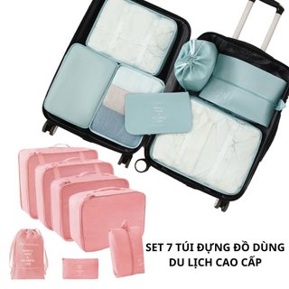 Set 7 túi đựng phụ kiện, mỹ phẩm, quần áo, giày dép, đồ dùng cá nhân nhiều kích thước khác nhau du lịch cao cấp