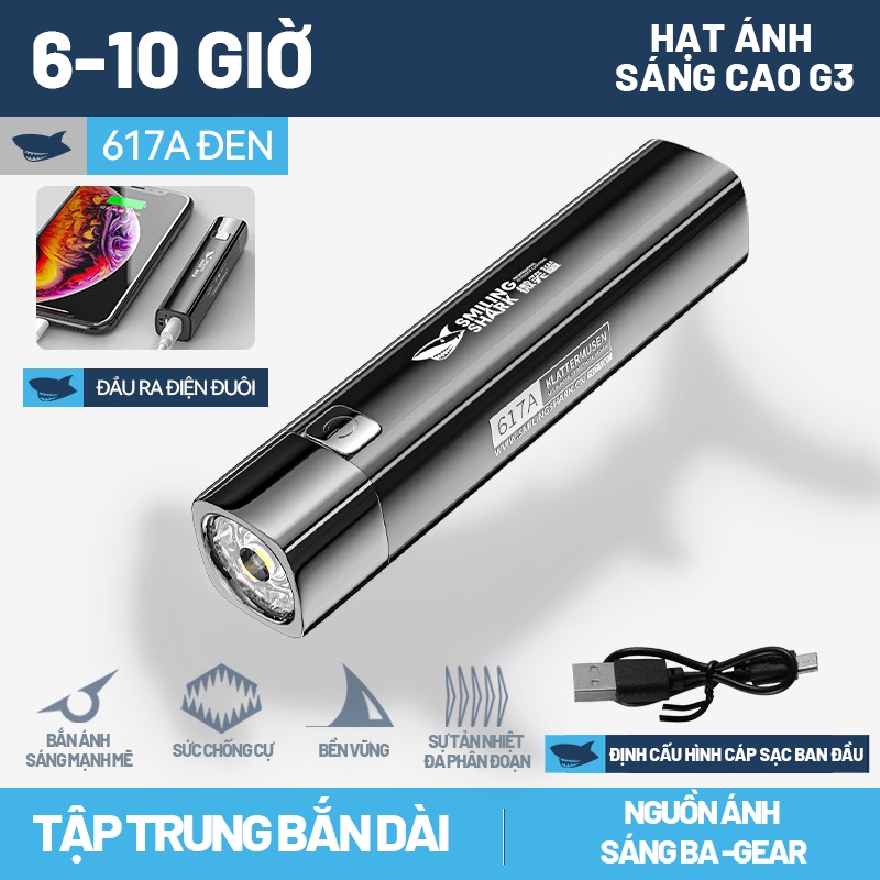 Đèn Pin Mini Siêu Sáng, Đèn Nhỏ Sạc USB,617A Đèn Pin Lực Lượng Đặc Biệt Sạc Dự Phòng Đèn Sân Khấu Sáng Đa Năng Siêu Sáng