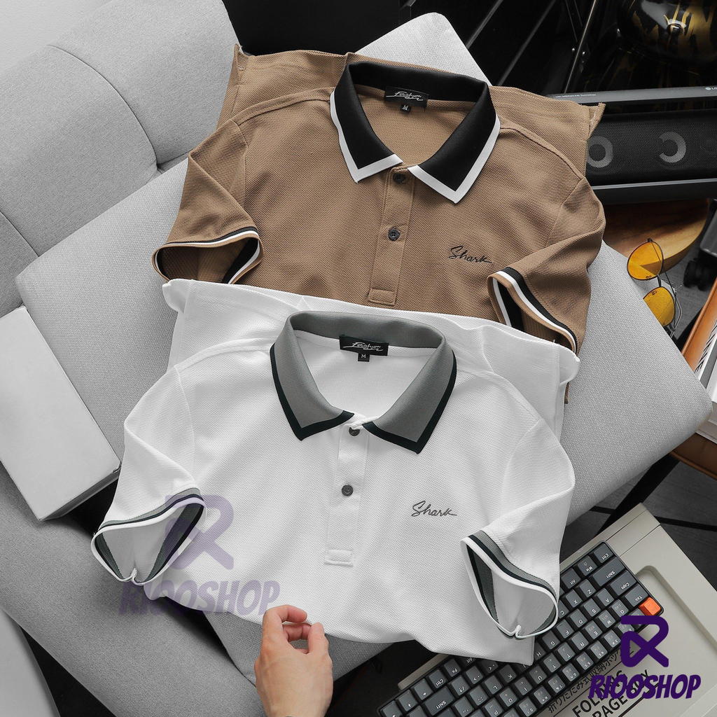 Áo thun nam polo, áo phông có cổ nam cao cấp màu trắng, nâu thiết kế đẹp RIOOSHOP RSP013 có size lớn, big size