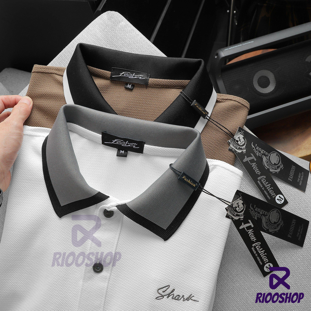 Áo thun nam polo, áo phông có cổ nam cao cấp màu trắng, nâu thiết kế đẹp RIOOSHOP RSP013 có size lớn, big size