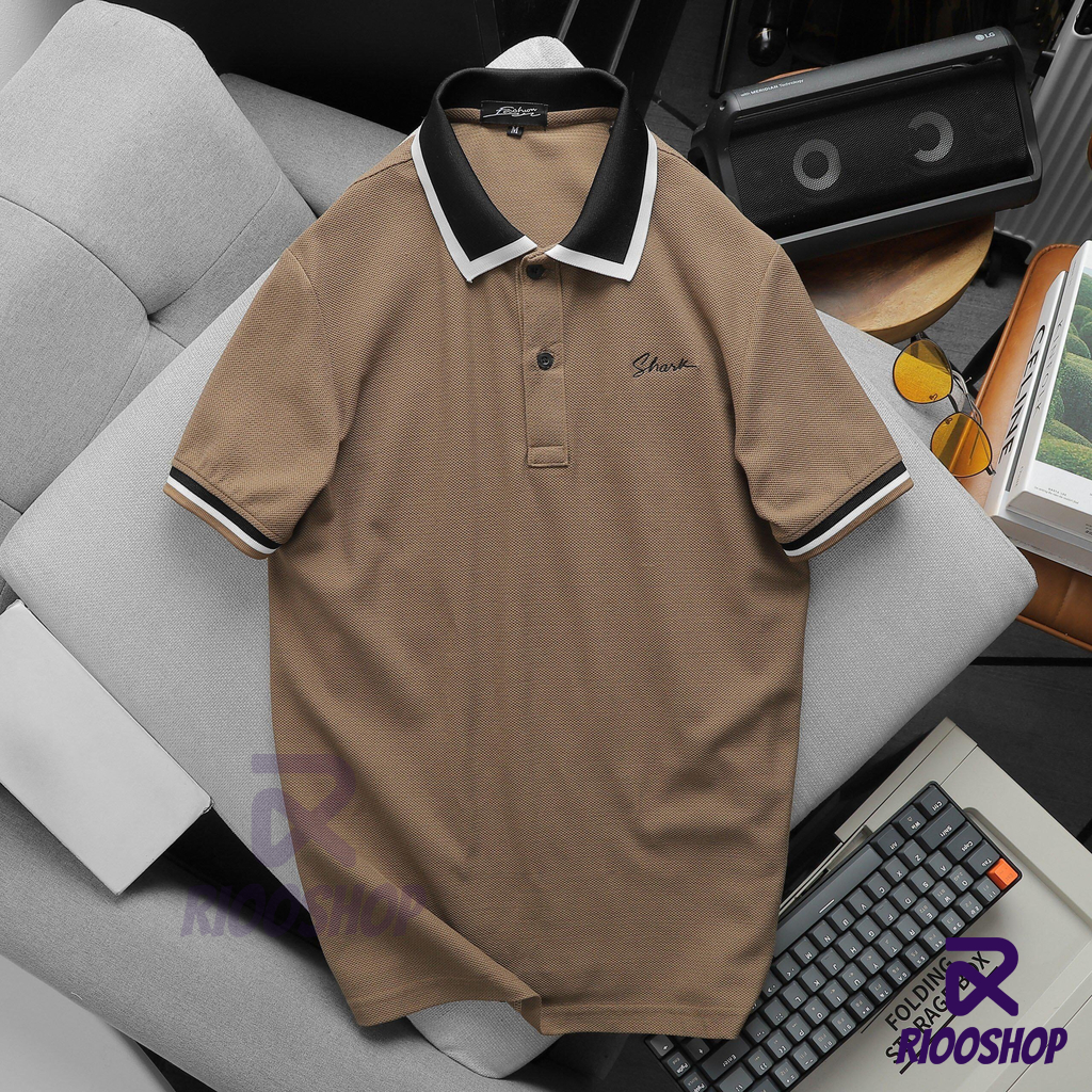 Áo thun nam polo, áo phông có cổ nam cao cấp màu trắng, nâu thiết kế đẹp RIOOSHOP RSP013 có size lớn, big size