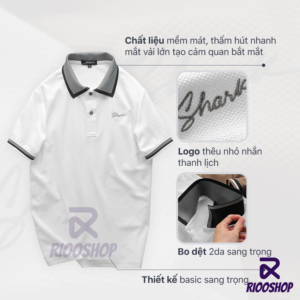 Áo thun nam polo, áo phông có cổ nam cao cấp màu trắng, nâu thiết kế đẹp RIOOSHOP RSP013 có size lớn, big size