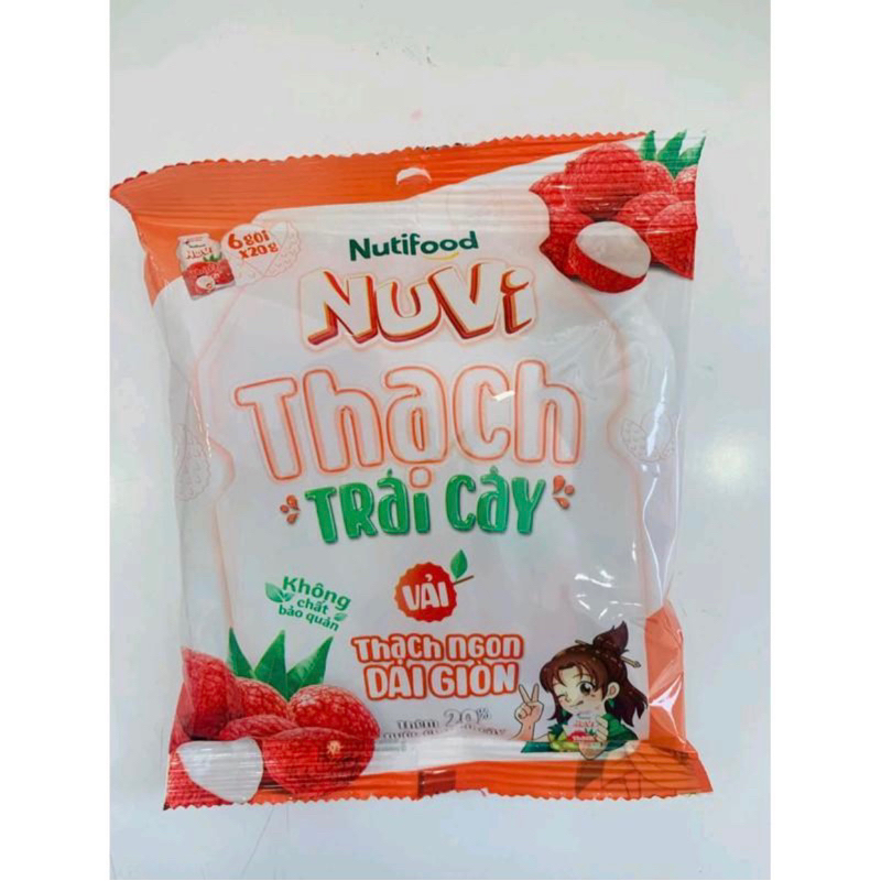 Thùng 12 Túi NuVi Thạch Trái Cây Nho - Đào-Vải 120Gram