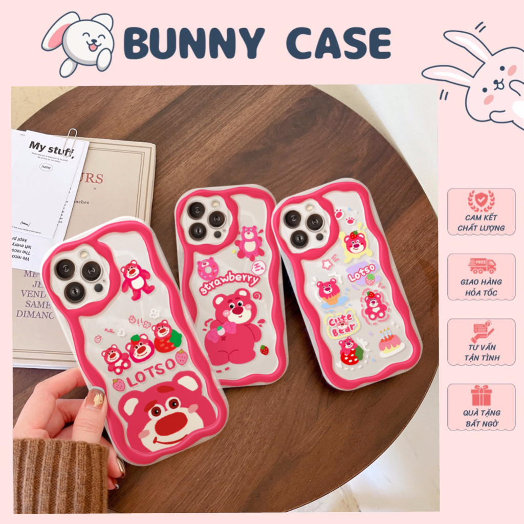 Ốp Jolie Sóng Nổi Lotso Dễ Thương - Ốp Lưng Điện Thoại Chống Sốc Cho IP 6 7 8 Plus X XS XSMax 11 12 13 14 Pro Max