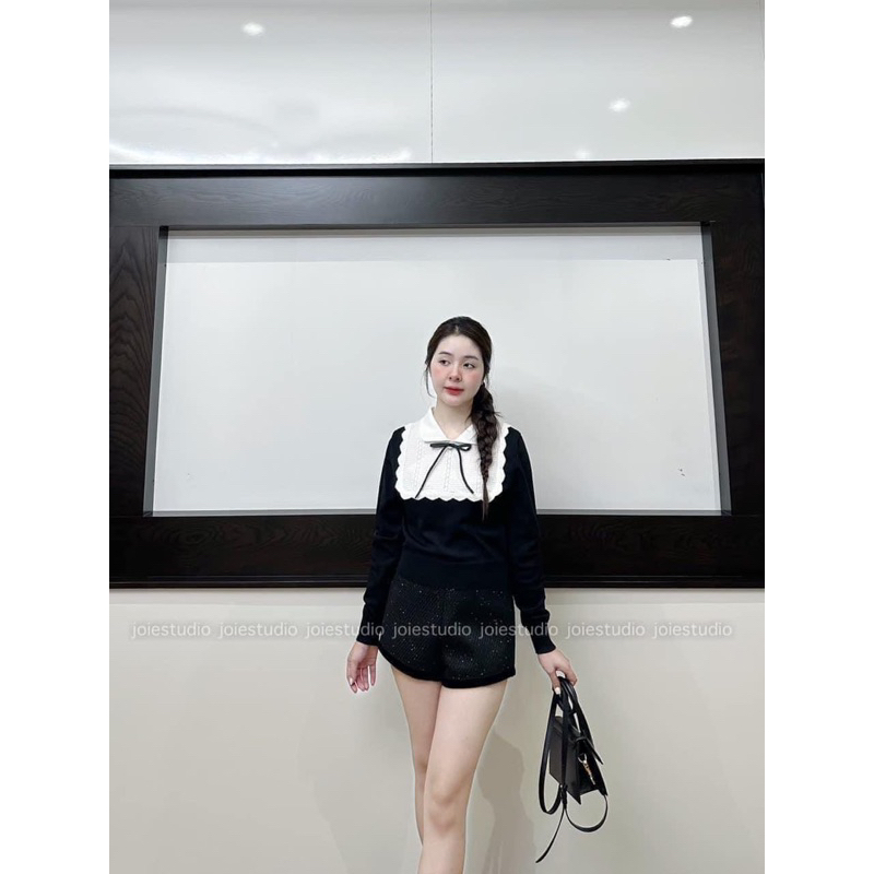 ÁO LEN CỔ TRẮNG KÈM NƠ