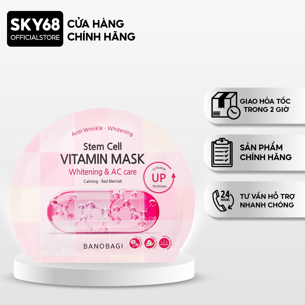 Mặt nạ BANOBAGI Dưỡng Sáng Và Chăm Sóc Da Mụn Stem Cell Vitamin Mask 30ml - CARO AC Care