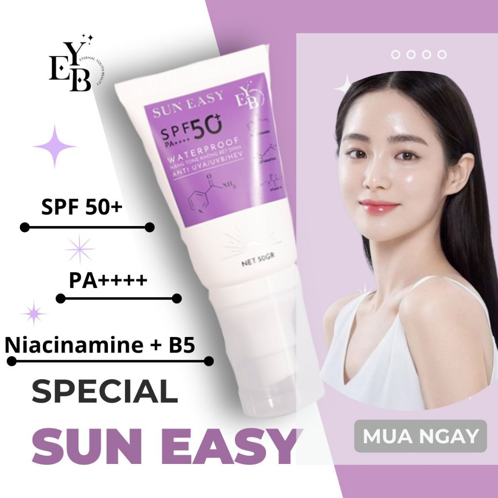 Kem Chống Nắng Nâng Tông SunEasy Kiềm Dầu Phổ Rộng Dưỡng Trắng Da SPF 50+ PA++++