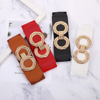 Đai váy liền, đai đầm liền, áo sơ mi, áo blazer, jumpsuit, bản rộng, chun co giãn, mặt họa tiết vòng tròn bện W80