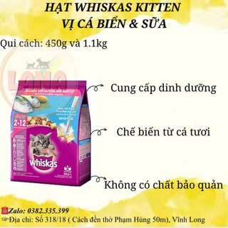 Thức ăn mèo con Whiskas vị cá biển & sữa 1.1kg