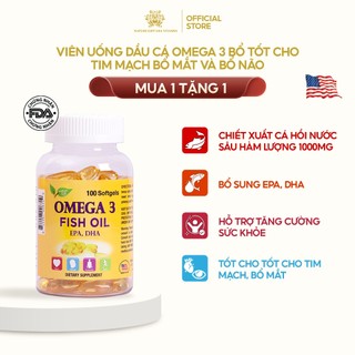 Viên Uống Dầu Cá Omega 3 Bổ Sung EPA & DHA, Tốt Cho Tim Mạch, Bổ Mắt và Bổ Não - Nature Gift USA (30 viên)
