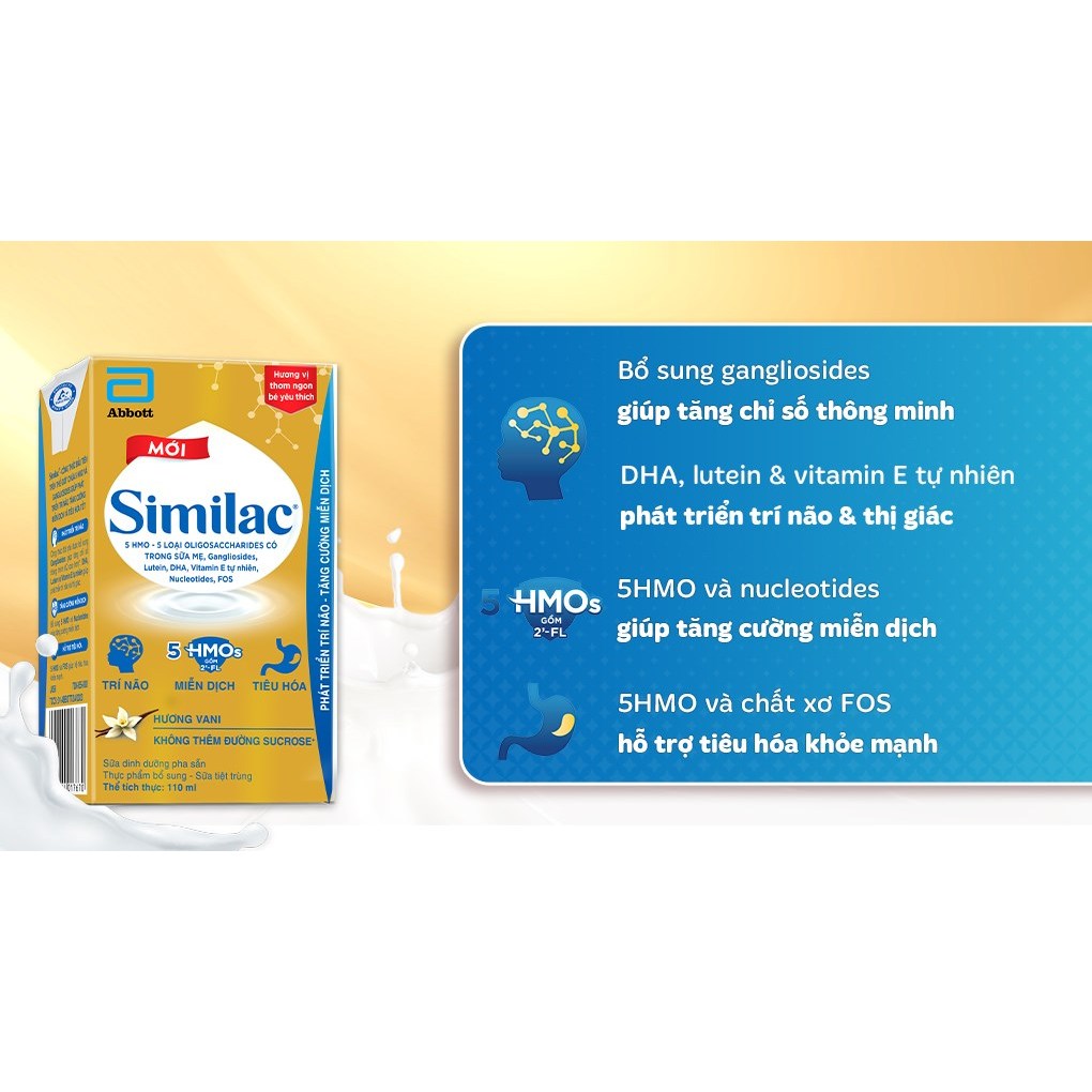 [Date T3/24]Lốc 4 hộp Sữa bột pha sẵn Similac IQ 110ml Dễ Uống