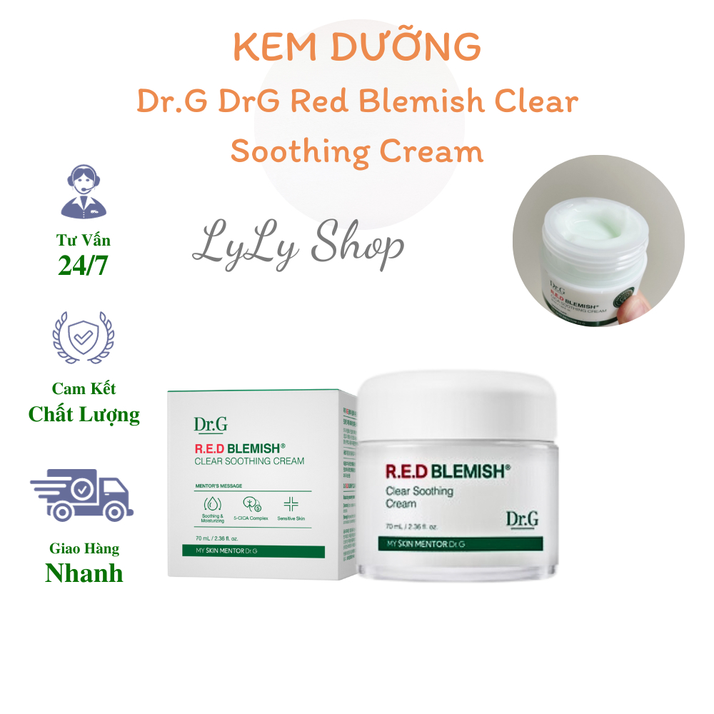 Kem dưỡng ẩm Dr.G DrG Red Blemish Clear Soothing Cream, dưỡng ẩm phục hồi sâu bên trong da lylyshop - 70ml