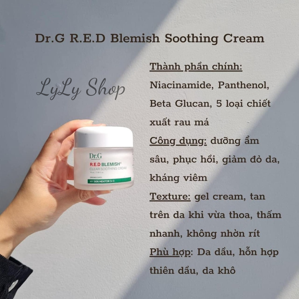 Kem dưỡng ẩm Dr.G DrG Red Blemish Clear Soothing Cream, dưỡng ẩm phục hồi sâu bên trong da lylyshop - 70ml