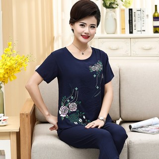 Bộ mặc nhà trung niên vải đũi cho mẹ cho bà - sang trọng, thanh lịch - Mềm, Nhẹ, Mát