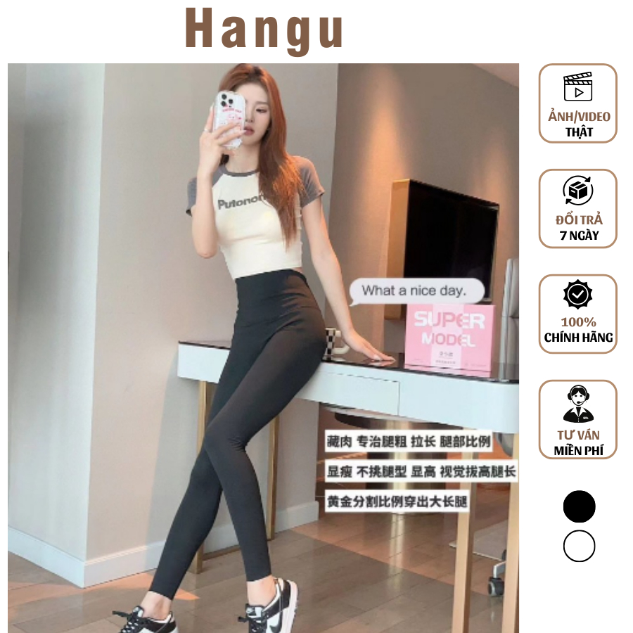 Quần legging dáng dài, cạp cao, quần định hình nâng mông siêu tôn dáng, chất su đúc co giãn bốn chiều cao cấp