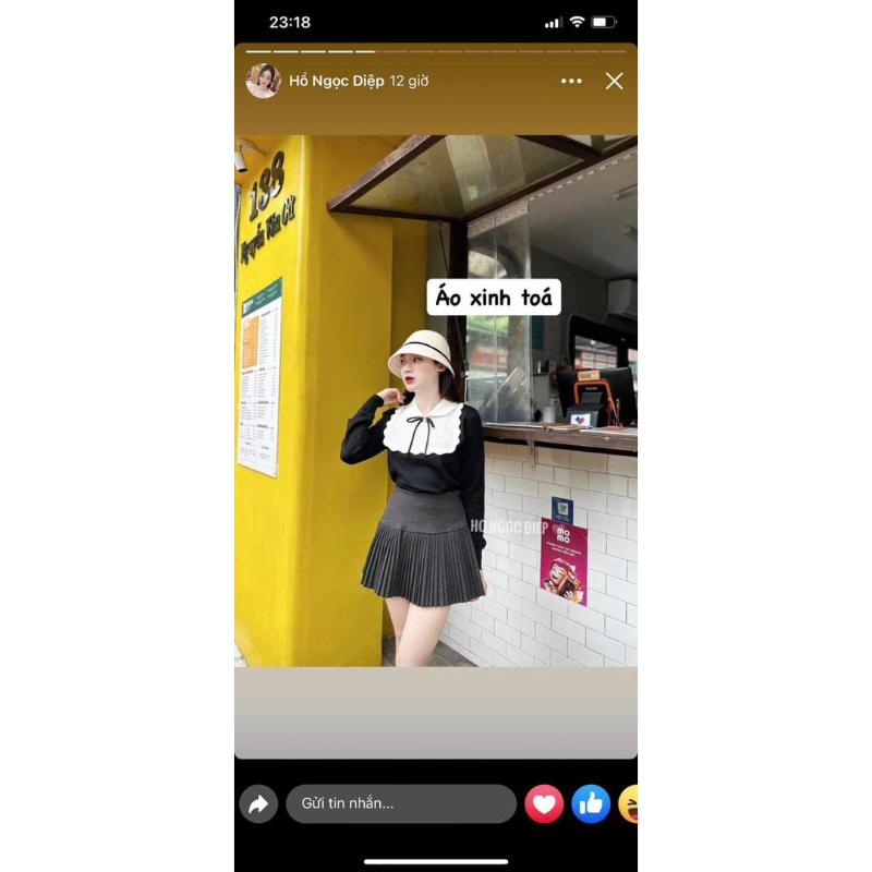 ÁO LEN CỔ TRẮNG KÈM NƠ