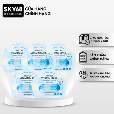 Combo 5 Mặt nạ BANOBAGI Dưỡng Sáng Và Cấp Ẩm Cho Da Stem Cell Vitamin Mask 30ml x5 - CARO Moisture