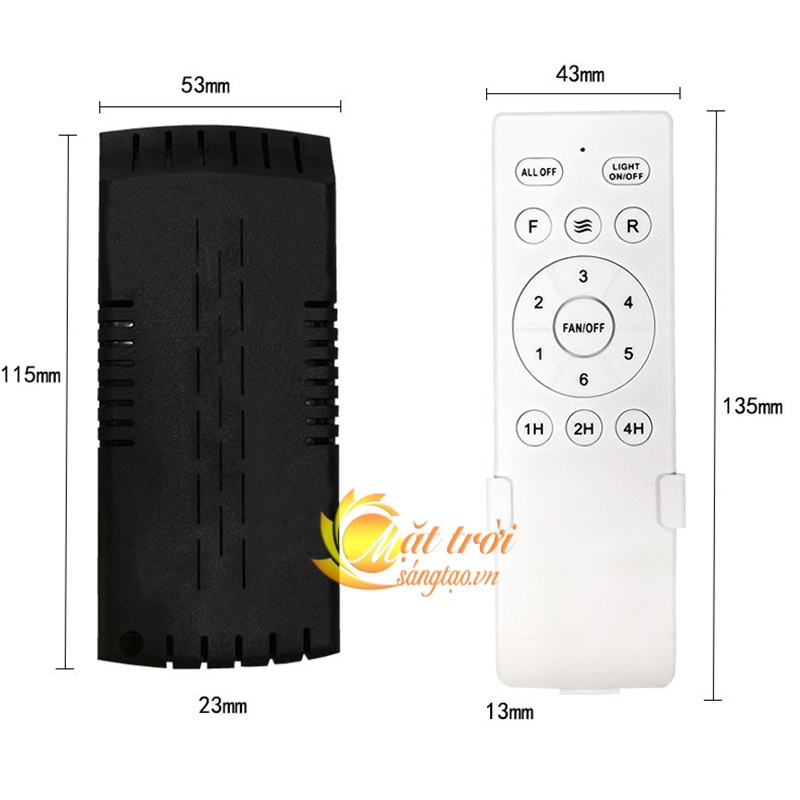 Bộ điều khiển quạt trần có đèn DC 6 số