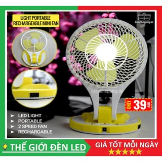 Quạt sạc tích điện mini fan jr-5580 - dc2190 có đèn led 2 chế độ sáng
