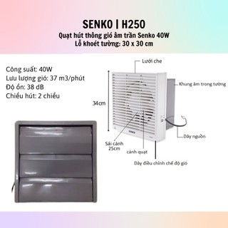 Quạt hút thông gió âm tường senko h250/h150 - hàng chính hãng