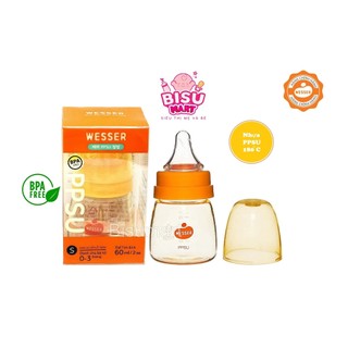 Bình sữa WESSER, Bình Sữa cổ hẹp nhựa PPSU 60ml