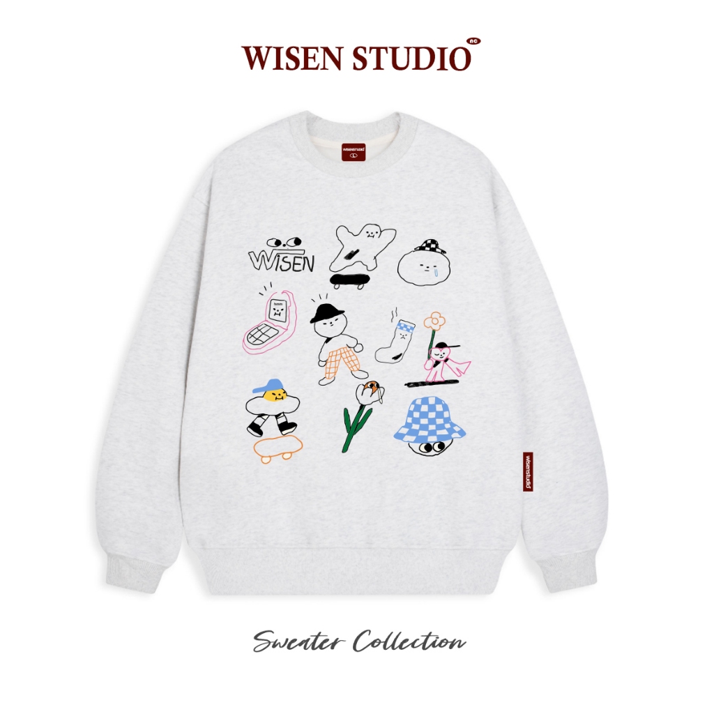 Áo sweater local brand WISEN nỉ bông dày form rộng oversize unisex mẫu Remi