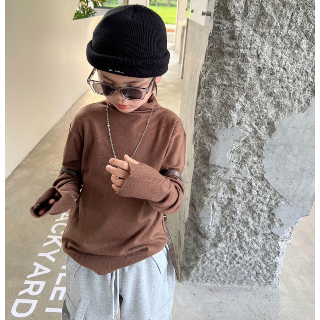 ÁO LEN MỎNG CAO CỔ, DÀI TAY CÓ MÀU ĐEN VÀ NÂU VÀNG RÊU