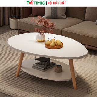Bàn trà sofa hình trứng 2 tầng chân cao 49cm, có 2 màu lựa chọn cho ghế sofa TIMIO - TP56