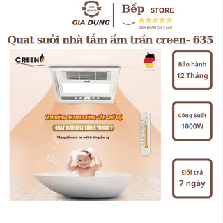 Quạt sưởi, máy sưởi nhà tắm âm trần thông minh Creen, kết hợp đèn sáng, không khô, không nứt da, CS 2500W, BH 12 tháng