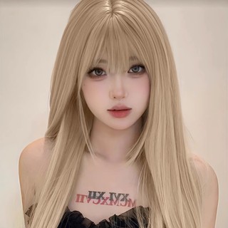 [ HOÀN XU 20% Đơn 0 Đồng ] Bộ tóc giả nữ Hàn Quốc nguyên đầu màu vàng kim + tặng kèm lưới ONLINE_SHOPPING_1102